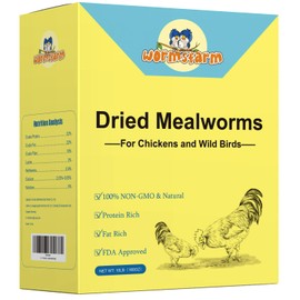WormsFarm 10lb Dried Mealworms for Wild Birds Chickens Feed for Laying Hens,Ducks,Reptiles