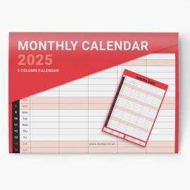 2025 Wall Planner Calendar Matt Month to View Family Wall Calendar Organiser for Home Office with Classic Red White Design