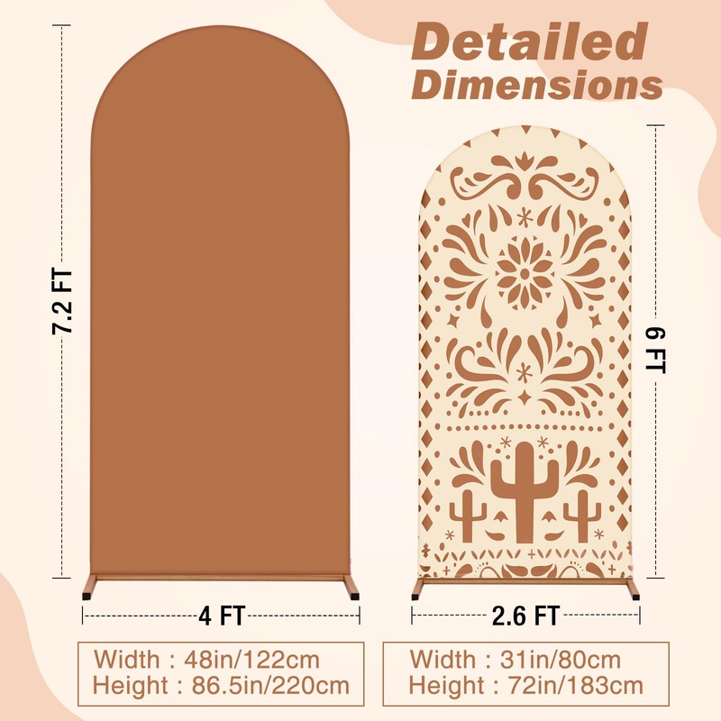 2 Pcs Mexican Arch Cover Cielito Lindo Backdrop,Brown