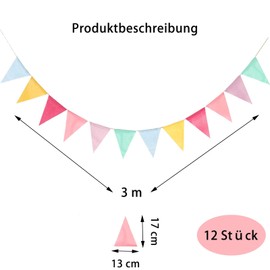 Ovanda Outdoor Bunting, Outdoor Bunting, Weatherproof Garden, Bunting Banner, Garland Outdoor, Decorative Rainbow, Faux Linen Bunting Garland for Wedding, Birthday, Imitation of the Mabula Flag