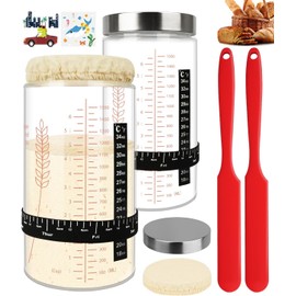 2 Pack Sourdough Starter Jars, 50oz Extra Large Capacity Sourdough Jar Glass, Sourdough Bread Starter Kit & Sourdough Starter Kit, Sourdough Bread Baking Supplies Set for Perfect Sour Dough