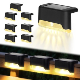 HLCZLUZ Solar Deck Lights, 8 Pack LED Waterproof Outdoor Lights for Stairs, Steps, Fence, Railing, Pathway (8)