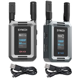 SYNCO XVision HD Wireless Video Transmission System Dual HDMI 1080P HD One Transmitter and Receiver Transmission Range 300 m/985 ft 0.04s Low Latency with NP-F Battery Slot and USB-C Power Input