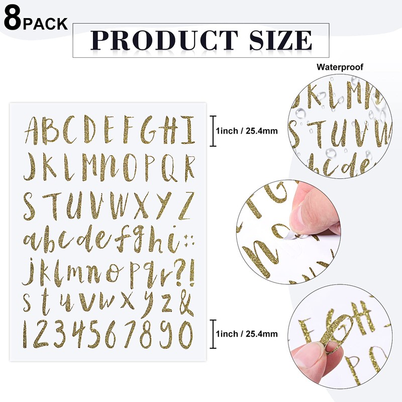 552 Pcs 8 Sheets Vinyl Letters Numbers Stickers Kit Christmas