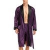 Mens Satin Robe Lightweight Silk Long Sleeve Bathrobe with Shorts