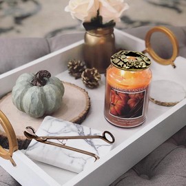 5 in 1 Candle Accessory Set Including Wick Trimmer、Candle Topper、Candle Snuffer、Wick Dipper Staniless Steel Candle Care Kit with Gift Package for Gifts - Bronze