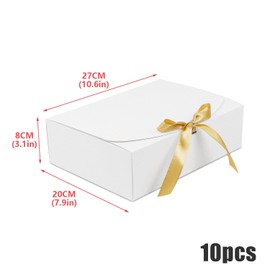 10 Pcs Cajas de Regalo de Boda, Caja de Propuesta de Dama de Honor con Cinta Cajas de Papel Kraft para Boda, Caja de Regalo con Lazo de SaténCumpleaños, Navidad, Fiesta, Embalaje, Regalo (Blanco)
