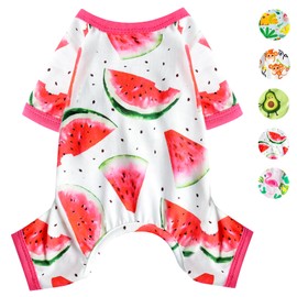 Puppy Dog Outfits Watermelon Pattern Pet Dog Pajamas Cute Pet Clothes Dog Jumpsuit Puppy Soft Dog Pajamas for Summer Pet Dog Cat