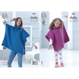 King Cole 4842 Knitting Pattern Childs & Adult Poncho in Big Value Chunky