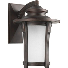 Pedigree Collection 1-Light Etched Seeded Glass Craftsman Outdoor Large Wall Lantern Light Autumn Haze