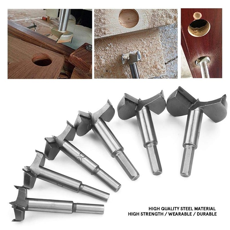 Forstner Drill Bit Set, 6 Pieces 30-60 mm High-Strength Steel