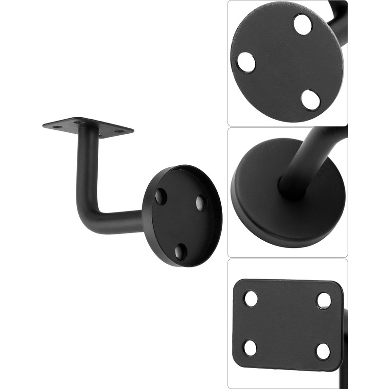 QWORK® Pack of 5 Stainless Steel Handrail Brackets Black 60