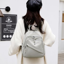 Wafybsre Backpack for Women Small, Mini Nylon Travel Backpack Purse, Shoulder Bag Cute Lightweight Daypack for Ladies, Light Gray, Small, Casual