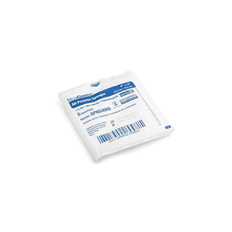 MediChoice All-Purpose Sponge, Non-Woven, Sterile, Hypoallergenic, 4x4 Inch, White, 1314SPNG4005
