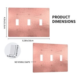Moslion Pink 3-Gang Switch Plug Covers Rose Gold Glitter Shine Sparkle Triple Toggle Wall Plate Light Protector For Home Living Room Bedroom