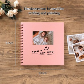 potricher 8 x 8 Inch DIY Scrapbook Album 40 Pages Hardcover Kraft Paper Scrap Book Photo Albums Memory Book for Wedding and Anniversary Family (Pink, 8 Inch)