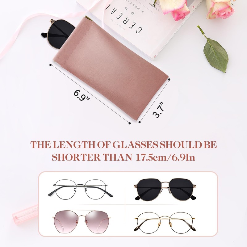 MEIRED Glasses Case 2 Pcs Soft Squeeze Top Sunglass Pouch,