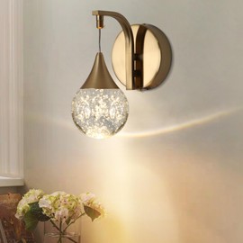 WillWant Modern Crystal Wall Sconce，Globe Wall Lights，Led Bubble Wall Lamp for Bathroom, Bedroom, Living Room, Hallway，3300k，Dimmable，Gold
