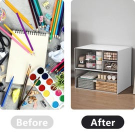 Desktop Organizer Stackable Storage Drawers with 3 Compartments Stackable Drawers Great for Desk Storage, Makeup Storage Bathroom Organization Accessories Etc (White)