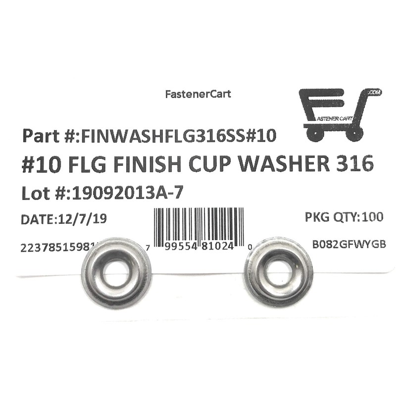 #10 Stainless Steel Flanged Finishing Washers Cup Washers Countersunk 316