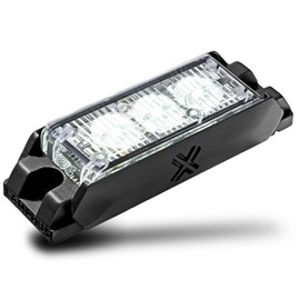 LAMPHUS NanoFlare 3.5" 3W Clear White LED Surface Mount Police Grill Strobe Warning Light [SAE Class 1] 12V Rectangle Grille Flashing Emergency Fire Light for UVT ATV Van SUV Motorcycle Bike