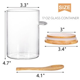 ZOOFOX 6 Pack Glass Jars with Airtight Lid and Spoon, Overnight Oats Container, 17 oz Clear Kitchen Container for Candy, Cookie, Coffee Beans, Snacks, Spices, Dry Goods