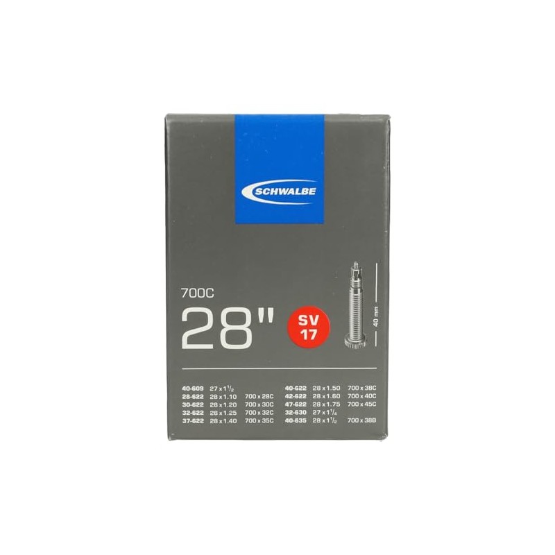 SCHWALBE Bicycle Tube with 40mm Presta Valve, 28 x 1-1.75-Inch