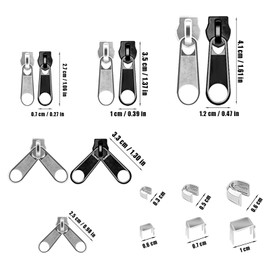 AIEX 99pcs Zipper Repair Kit, Zipper Replacement Slider Zipper Pull Replacement for Metal Plastic and Nylon Coil Jacket Zippers (Black and Silver)