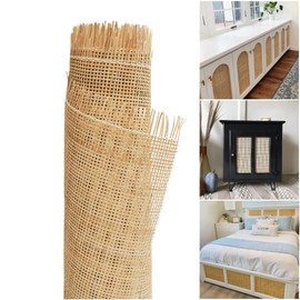 Rattan Cane Webbing Roll 24" x 12” Square Radio Weave Rattan Fabric for Furniture DIY | Durable Natural Caning Material for Cabinet Door Inserts, Decor, Crafts