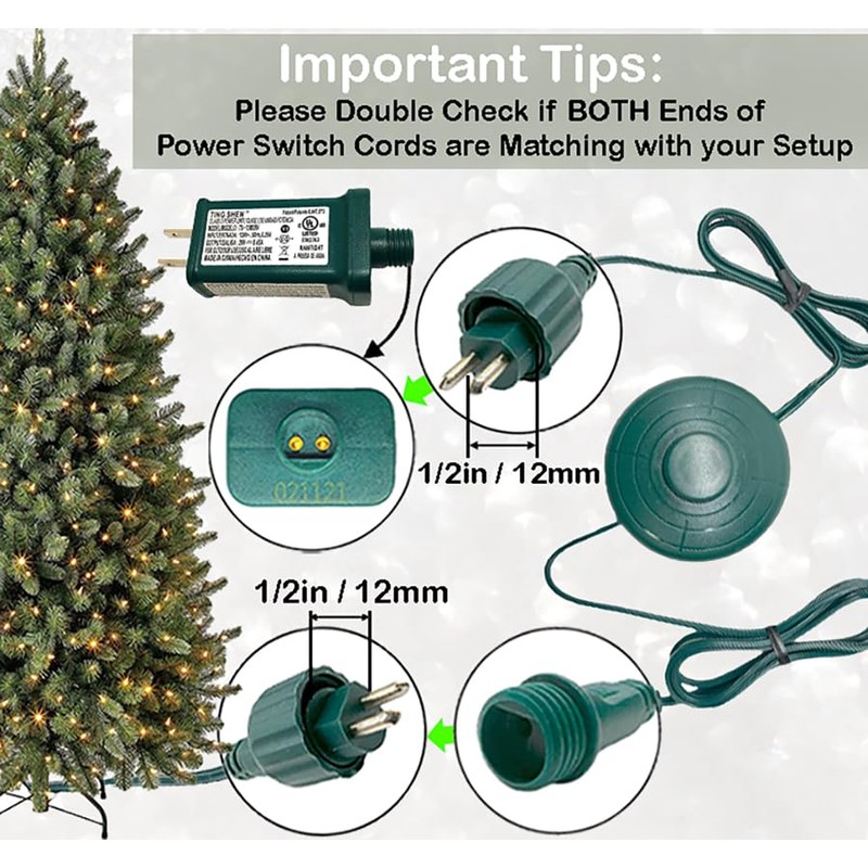 Power Cord 6Ft with 8 Lights Modes Foot Switch for
