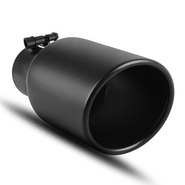YITAMOTOR 2.5 to 4 Inch Exhaust Tip, 2.5" Inlet 4" Outlet 9" Long Stainless Steel Professional Exhaust Tip, Black Powder Coated Diesel Tailpipe Tip, Rolled Angle Cut, Bolt On Design, Universal
