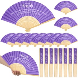 25 Pack Funeral Favors for Guests Handheld Paper Fans, Purple