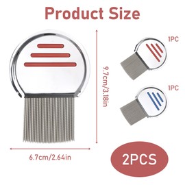 2 Pack Lice Combs, Flea Lice Removal Combs Head Nit Treatment for Long Thick Hair, Stainless Steel Flea Lice Hair Combs Removes Headlice Dandruff Nits Ticks Eggs-Lice with Double Sided Teeth