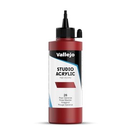 Vallejo : Studio Acrylic Paint : 200ml : Rose Madder Hue (Madder Red Hue)