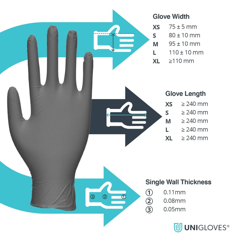 Unigloves Select Black Nitrile GT0033 Single Use Examination - Multipurpose,