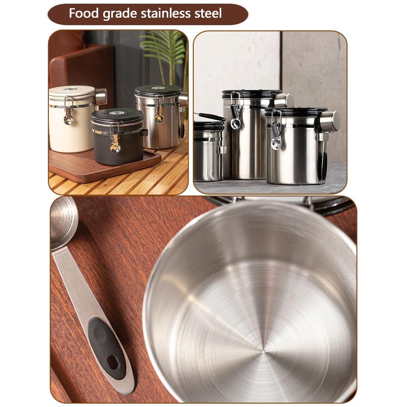 Coffee Canister Airtight Storage Container 1.8L Stainless Steel Air Tight