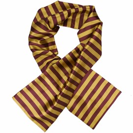 tiemart Double Layer Premium Scarf, 9.5 by 65 inch (Maroon and Gold Striped)