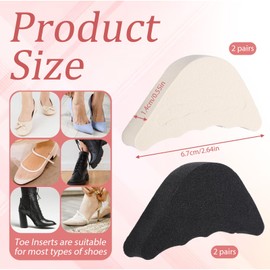 4 Pairs Shoe Filler Inserts, Adjustable Toe Inserts for Shoes