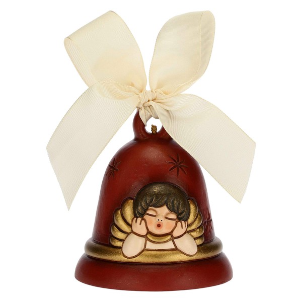 THUN - Christmas Tree Decoration Bell with Angel Limited Edition 2020 - Home Christmas Decorations - Beige Version - Ceramic - 7 x 7 x 8 H cm