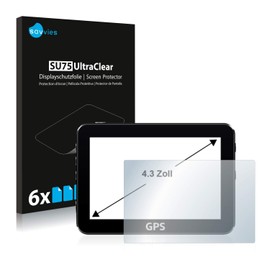 Savvies 6 Pack 4.3" Screen Protector for GPS and Navigation/Sat Navs with 4.3 inch (10.9 cm) [96.5 x 55.3 mm, 16:9] Protection Film Clear