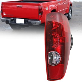 F CARFITTING Tail Light Assembly Fit for 2004-2012 Chevy Colorado for GMC Canyon 2004-2012,Taillight Brake Lamp Replacement Rear Right Passenger Side Chrome Housing Red Lens GM2801164