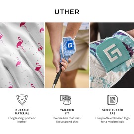 Uther Golf Glove - Premium Men's Golf Gloves with Unqiue Designs- Right/Left Hand Options for Golfers - Large and Small Sizes - Durable and Comfortbale for Men & Women - Many Colored Golf Gloves