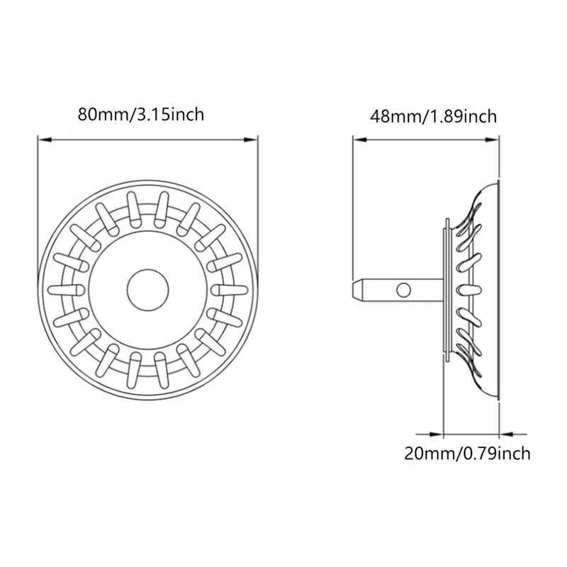 2 Pieces Strainer Basket Sink Strainer 80 mm 304 Stainless