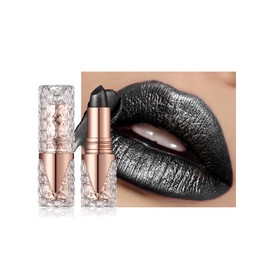 Glitter Lipstick for Women, Black Diamond Shimmer Lipstick Long Lasting Waterproof, Metallic Tinted Lip Balm Non-stick Cup, Creamy Smooth Impact Lip Color, Sparkly Lip Gloss Makeup for Stage Party-07