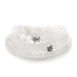 Buddha Charm Meditation Jewellery 108 Mala Prayer Beads Bracelet or Necklace, One size, Stone, No Gemstone