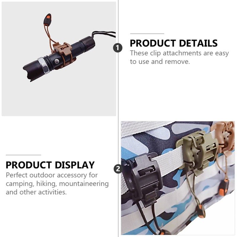 TEHAUX 3pcs Backpack Hanger Multipurpose Fastener for Clipping Flashlight Fixed