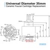 Diameter 35mm Ceramic Faucet Cartridge Replacement, Universal Single Handle Kitchen