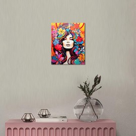 TISHIRON Paint by Numbers for Adults, Women and Flowers, Painting by Numbers for Beginners, Vivid Pop Art Painting on Canvas for Decoration (40 x 50 cm)