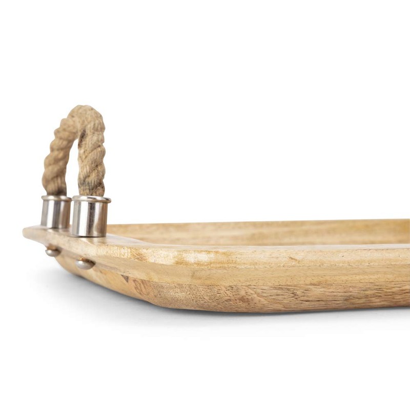 IMAX 71727-2 Tabari Wood Trays with Jute Handle, 2-Pack