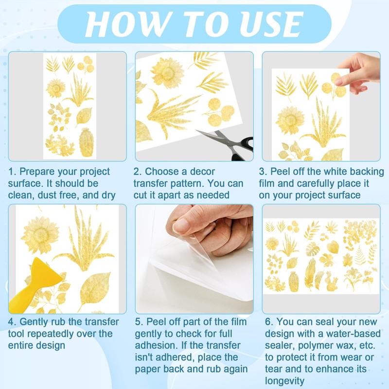 beinkmake 3 Sheets Plants Rub on Transfers for Crafts and
